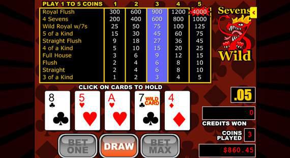 Video Poker game screenshot